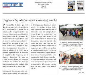 2014-11-30 Article de Nice-Matin : L'agglo du Pays de Grasse fait son (autre) marché